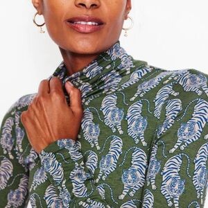 Green and Blue Tiger Print Top Boden 16/18